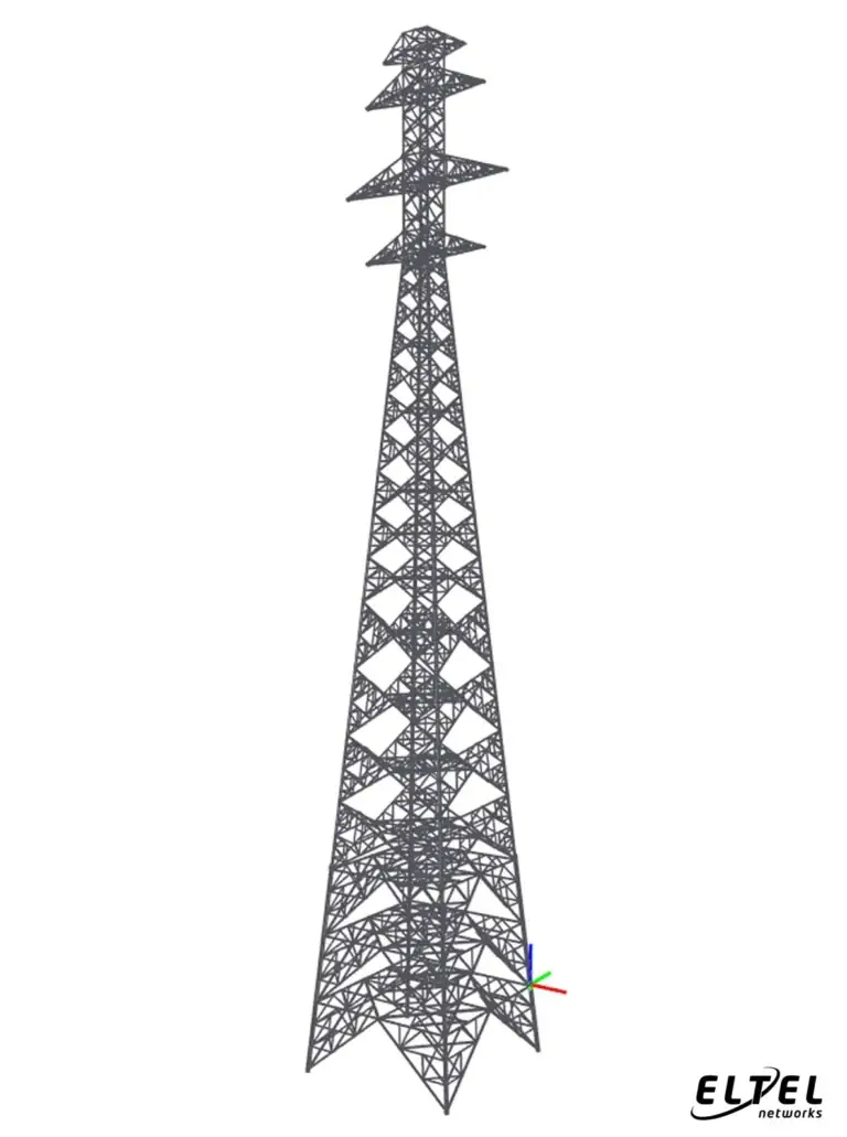 Spatial model of the designed double-circuit pole of the 400 kV line – el.demo.weblegend.pl